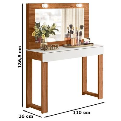 Penteadeira Camarim Rill 110 Cm Cinamomo Mell Branco Mbl Cinamomo Mell Branco