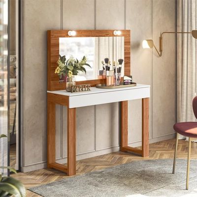 Penteadeira Camarim Rill 110 Cm Cinamomo Mell Branco Mbl Cinamomo Mell Branco