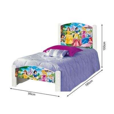 Cama Solteiro Infantil As Princesas Branco