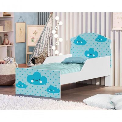 Mini Cama Nuvens Meninos Com Colchão