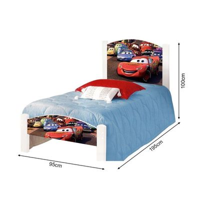 Cama Solteiro Infantil Carros Branco