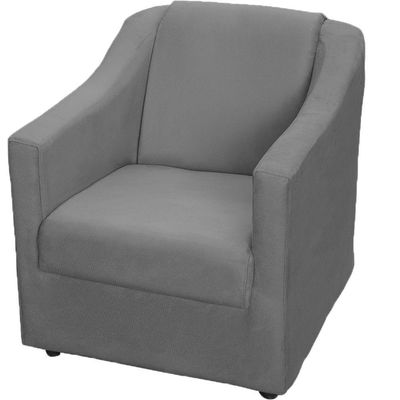 Kit 10 Poltronas Decorativa Mila Pé De Plástico Cromado - Cinza Suede