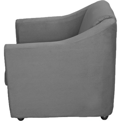 Kit 10 Poltronas Decorativa Mila Pé De Plástico Cromado - Cinza Suede