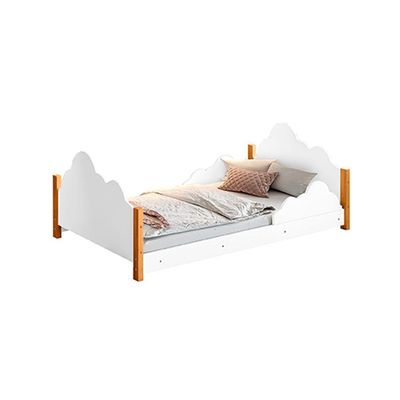 Cama De Criança Infantil Montessoriana Cristal Juvenil Branca E Amêndoa + Luminária Led