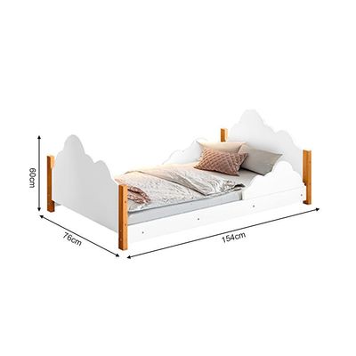 Cama De Criança Infantil Montessoriana Cristal Juvenil Branca E Amêndoa + Luminária Led