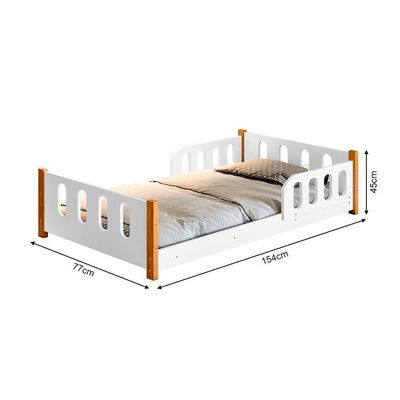 Cama Infantil Juvenil Camila Acompanha Colchão E Grade De Proteção - Branca - Cor: Branco