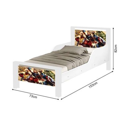 Mini Cama Infantil Adesivada Heróis Branco