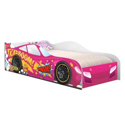 Cama Carro Kaboom Pink Solteiro Com Colchão