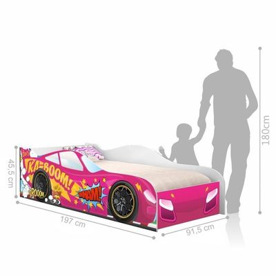 Cama Carro Kaboom Pink Solteiro Com Colchão