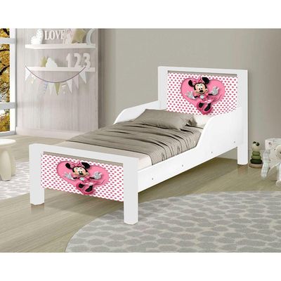 Mini Cama Infantil Adesivada Minie Branco