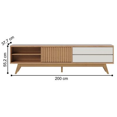 Rack Ripado Para Tvs 75 Viareggio Freijó Off White Matte