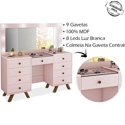Penteadeira Camarim Com Espelho 00808900 Rose Lpa Rose