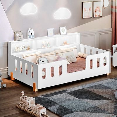 Cama De Criança Infant Montessoriana Led Nina Com Nicho Branco