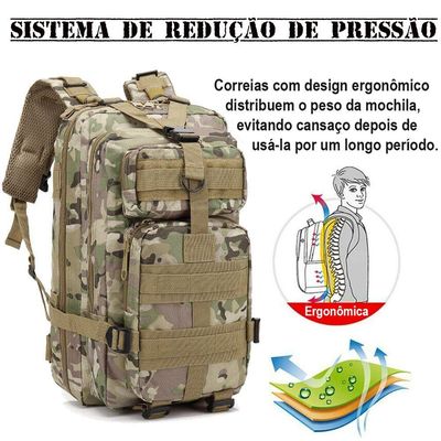 Mochila Multiuso Escolar Tática Cargueira 30 Litros Camping Pesca Verde
