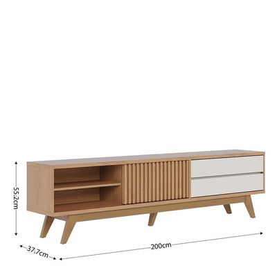 Rack Bancada Veneza Freijó/off White Matte Para Tv Até 75” - Colibri Freijó/off White Matte
