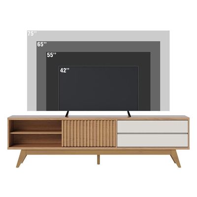 Rack Bancada Veneza Freijó/off White Matte Para Tv Até 75” - Colibri Freijó/off White Matte