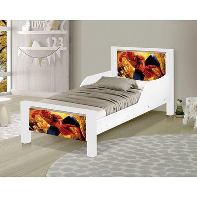 Mini Cama Infantil Homem Aranha Adesivada Com Colchão Branco