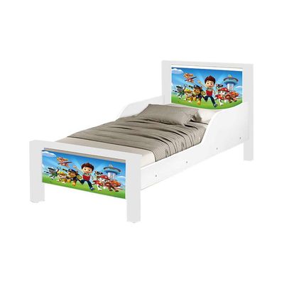 Mini Cama Infantil Adesivada Patrulha Canina Branco