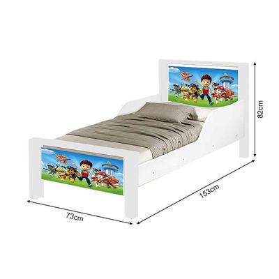Mini Cama Infantil Adesivada Patrulha Canina Branco