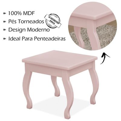 Kit Penteadeira Com Banqueta Em Mdf Rose