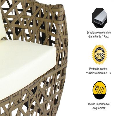 Conjunto De Poltronas Dubai Jardim, Sala E área Trama Pedra Ferro