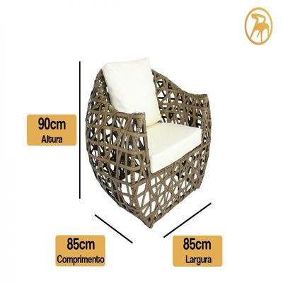 Conjunto De Poltronas Dubai Jardim, Sala E área Trama Pedra Ferro