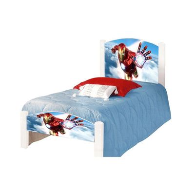 Cama Solteiro Infantil Homem De Ferro+Colchão Branco