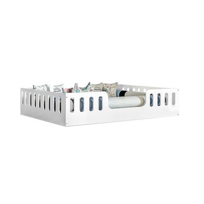 Cama Casal Branca Helo Com Cercado Luminária Branco