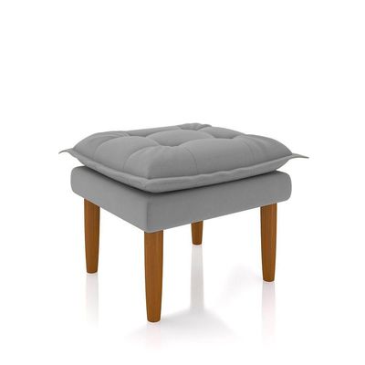 Poltrona De Amamentação Quarto De Bebê Gracy Com Puff Pés Palito Veludo Cinza G85 - Gran Belo