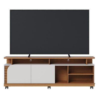 Rack Bancada Jurerê 1.8 Freijó/off White Matte Para Tv Até 75” - Colibri Freijó/off White Matte
