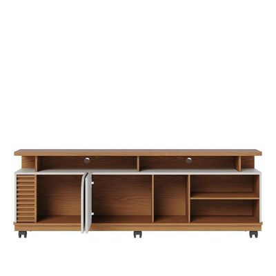 Rack Bancada Jurerê 1.8 Freijó/off White Matte Para Tv Até 75” - Colibri Freijó/off White Matte