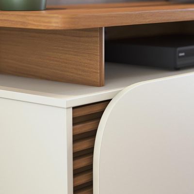 Rack Bancada Jurerê 1.8 Freijó/off White Matte Para Tv Até 75” - Colibri Freijó/off White Matte