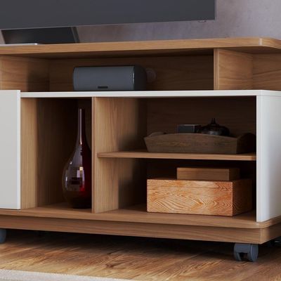 Rack Bancada Jurerê 1.8 Freijó/off White Matte Para Tv Até 75” - Colibri Freijó/off White Matte