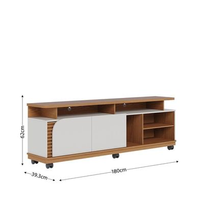 Rack Bancada Jurerê 1.8 Freijó/off White Matte Para Tv Até 75” - Colibri Freijó/off White Matte