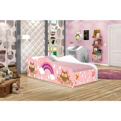 Mini Cama Fun Corujinhas E Borboletas Infantil Com Colchão
