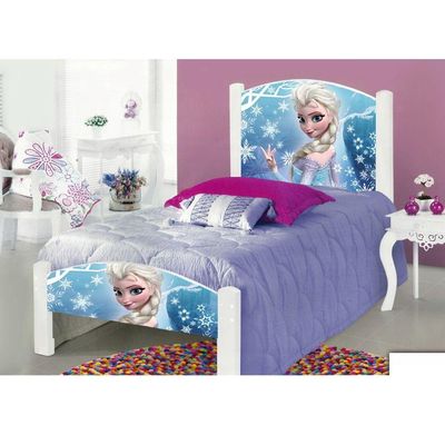 Cama Infantil Solteiro Adesivada Frozen Branco