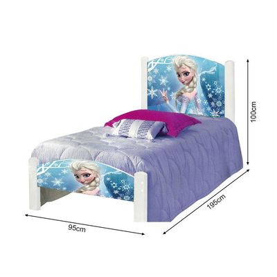 Cama Infantil Solteiro Adesivada Frozen Branco