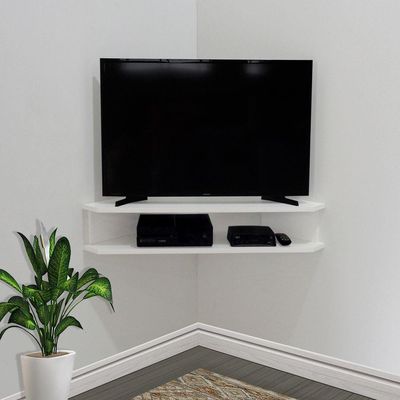 Rack Suspenso Para Tv De Até 39” Aparador Bancada Estante De Canto Branco