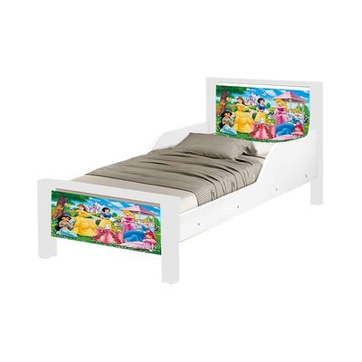 Mini Cama Infantil Adesivada Princesas Branco