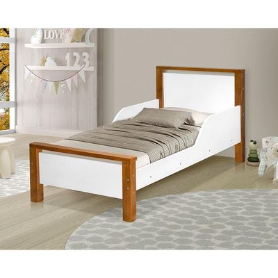 Mini Cama Infantil Montessoriana Branca E Mel+Colchão Branco