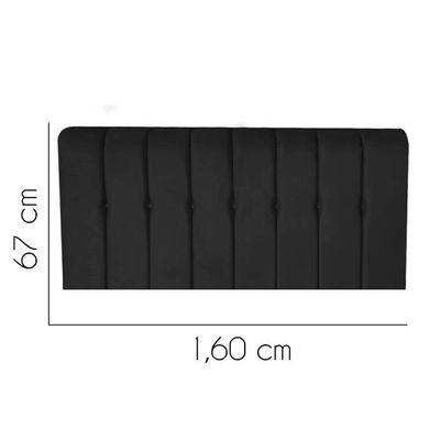 Painel Estofada Kiara 160cm Queen Size Box Quarto Suede Preto - Gat Magazine