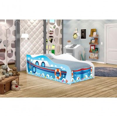 Cama Barquinho Joy Azul Infantil Com Colchão