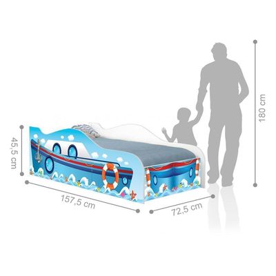 Cama Barquinho Joy Azul Infantil Com Colchão
