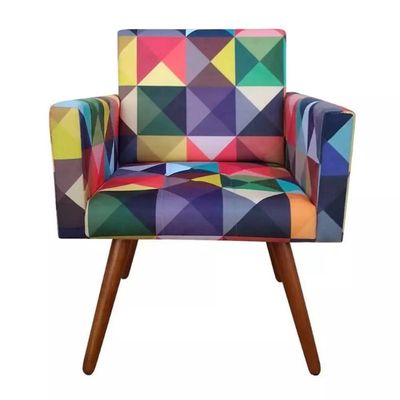Poltrona Decorativa Nina Sala Escritório Triangulo Colorido