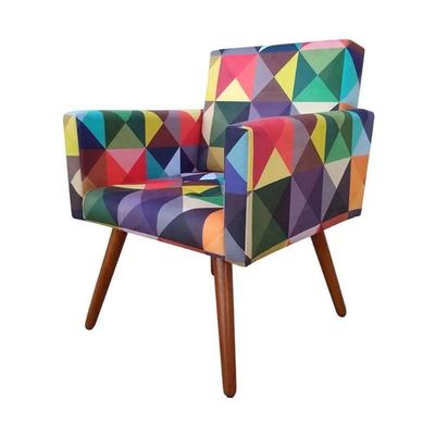 Poltrona Decorativa Nina Sala Escritório Triangulo Colorido