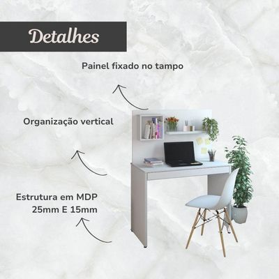 Escrivaninha Com Gaveta E Painel First Branco
