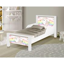 Mini Cama Infantil Unicórnio Adesivada Com Colchão Branco