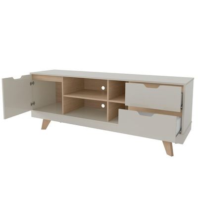 Rack Michigan 1 Porta 2 Gavetas Off White/carvalho Artely Off White/carvalho
