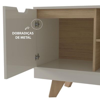Rack Michigan 1 Porta 2 Gavetas Off White/carvalho Artely Off White/carvalho
