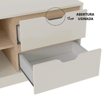 Rack Michigan 1 Porta 2 Gavetas Off White/carvalho Artely Off White/carvalho